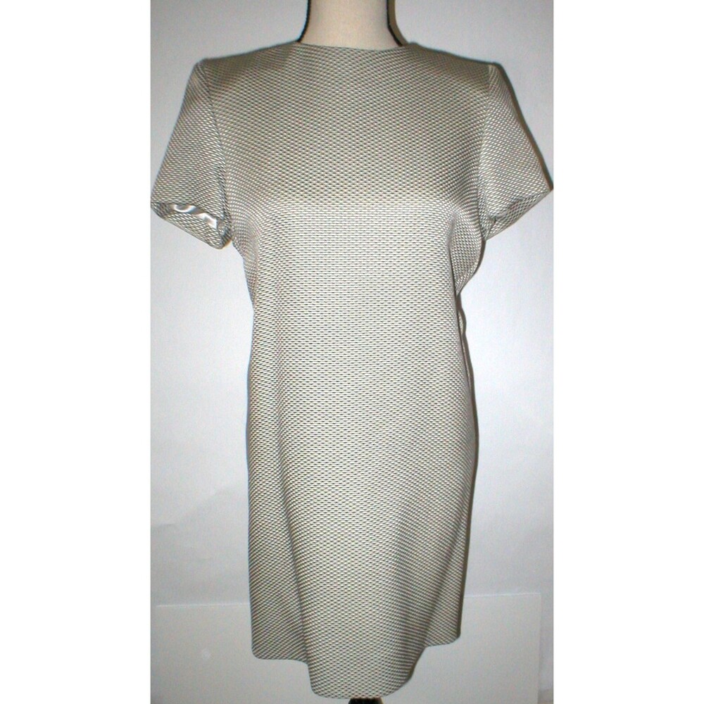 New Womens NWT Designer Commuun Drape Dress 42 Wool Silk France Silver 8 Work